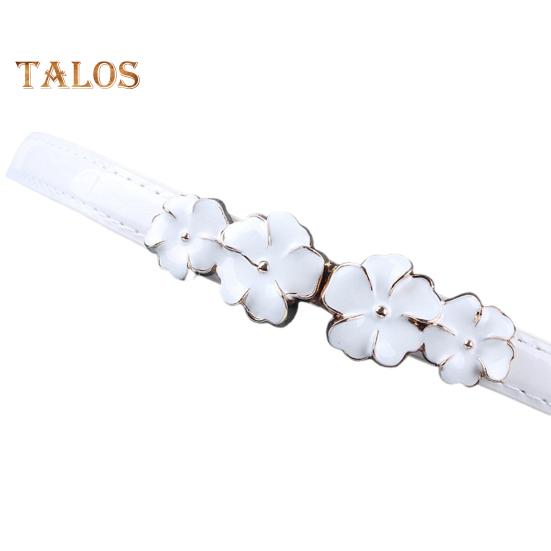 Women Thin Corset Flower Decor Waist Belt Faux Leather Slimming Body Waistband Decorative Skirt Belt Dress Shirt Decoration