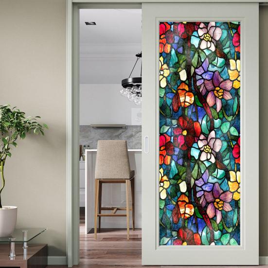 Fenster Sichtschutzfolie Statisch Haftende Buntglasfolien Abnehmbare PVC Dekorfolie für Zuhause Küche Wohnzimmer Schlafzimmer