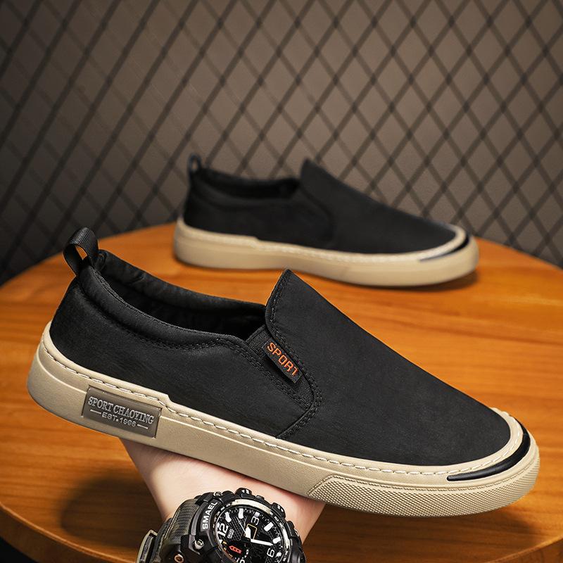 Canvas summer black casual board shoes lazy ice silk cloth shoes