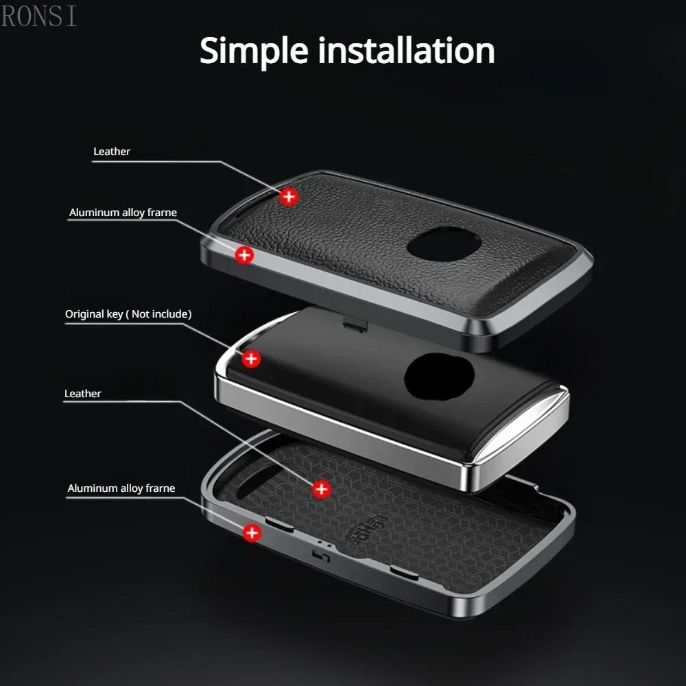 Alloy Leather Car Smart Key Case Cover For Mazda Alexa CX-30 CX-3 CX-5 CX-7 CX-9 CX-4 3 Button Protector Shell Accessories