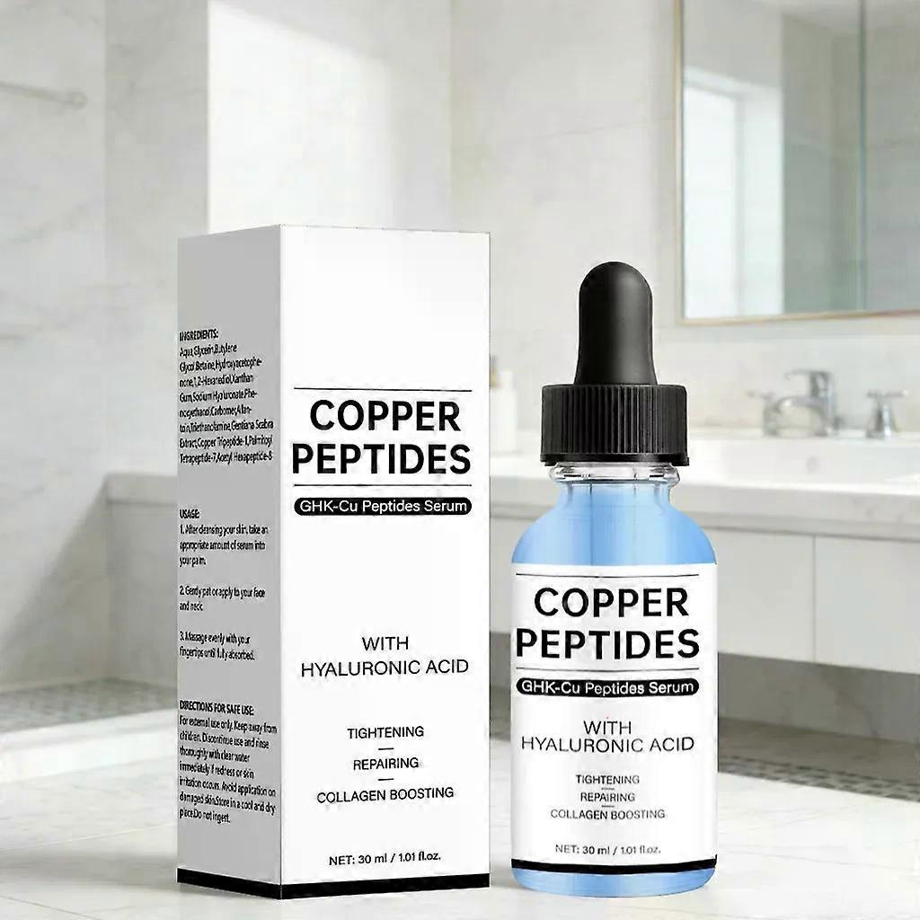 Copper Peptides Face Serum with GHK-Cu & Hyaluronic Acid, Anti-Aging Facial Treatment for Tightening & Repairing, Collagen Boosting Skin Care, 30ml