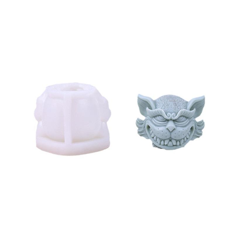New Vicious Cat Head Silicone Candle Mold 3D Evil Cat Crafts Plaster Cement Resin Casting Molud DIY Soap Chocolate Cake Tool