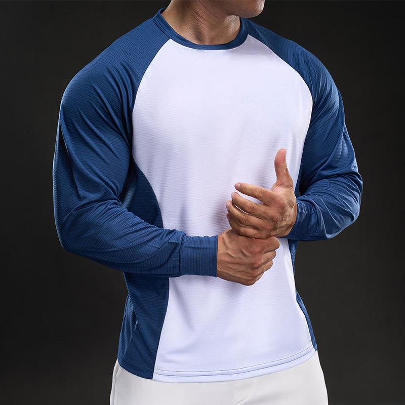 Spring Slim Elastic Long-sleeved Training Suit Casual Fashion Running Sports Fitness Outdoor T-shirt Men