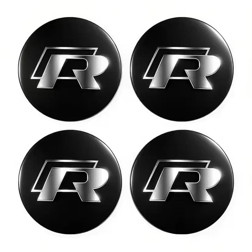 LVAXC1 4Pcs 56mm Car Wheel Center Stickers For VW GTI Polo Passat B6 B7 B8 Golf MK6 MK7 MK8 Tiguan Jetta ID.3 Beetle T-ROC CC Hub Cap