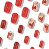 24pcs Valentine's Day Press On Nail Medium Square Shape Acrylic False Nail With Heart Designs Stick on Nail For Women
