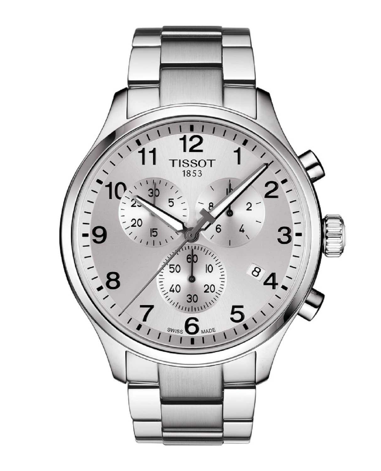

Tissot Men s Chrono XL Classic Watch with Silver Dial and Bracelet, Model T1166171103700 [Official Import]
