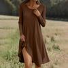 Long  Sleeve Dress For Women Casual Loose Fit Solid Dress With Pockets