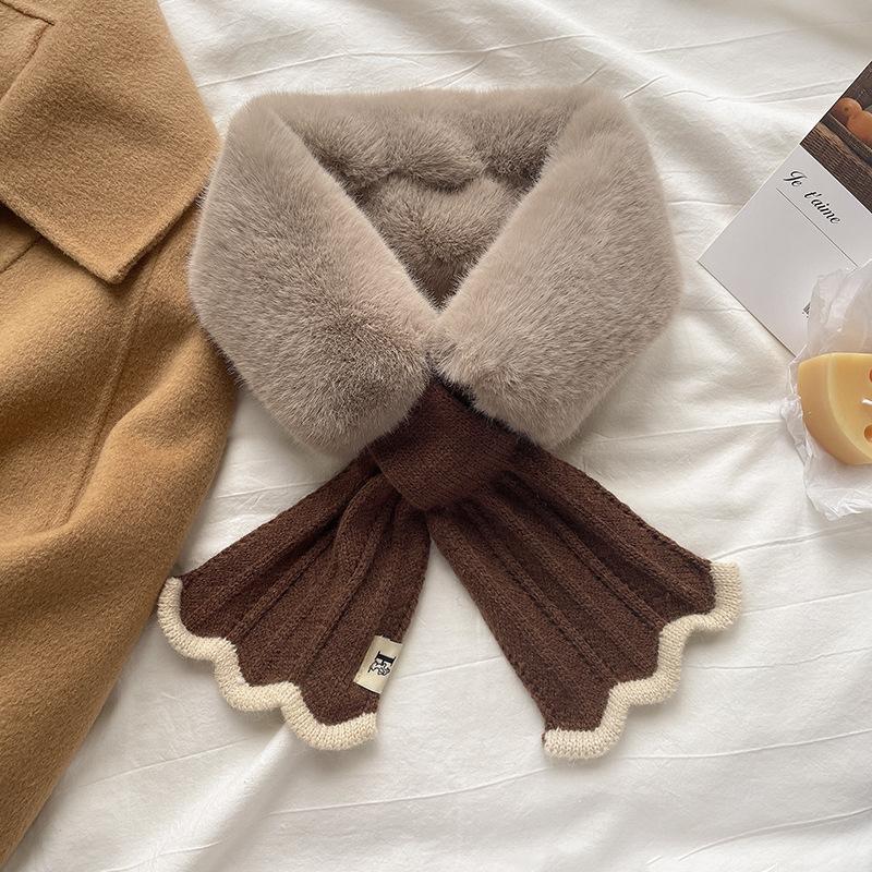 Soft waxy imitation rabbit hair knitted wool scarf female winter tide mermaid versatile student scarf