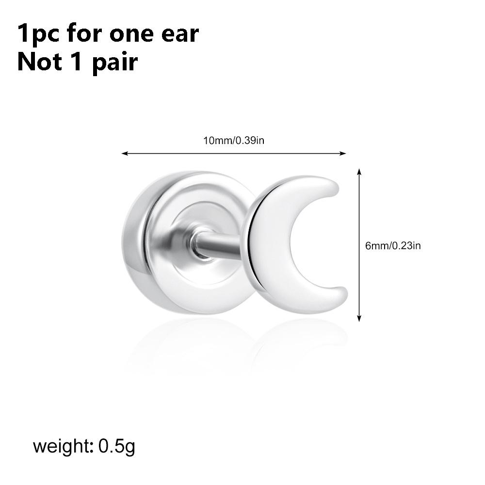 1PC Stainless Steel Star Moon Sun Stud Earrings For Women Simple Daily Wear Cartilage Piercing Earring Punk Unisex Rock Jewelry
