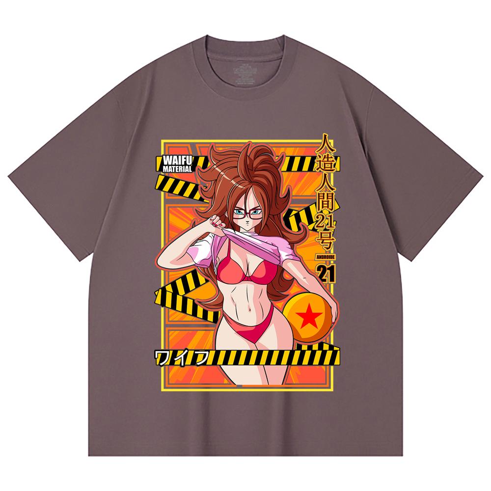 230 Gsm 100% Cotton Dragon Ball V25 Android 21 Waifu Print Unisex Heavy Cotton T Shirt