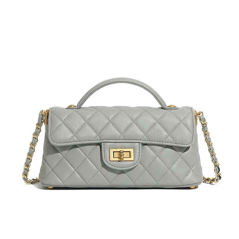 Small-flavor Chain Light Luxury Fashion Women's Genuine Leather Women's Bag New Style Single Shoulder Crossbody Bag Diamond Bag