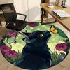1pc Black Cat Pattern Carpet, Round Non Slip Durable Large Size Office Carpet, Suitable for Office