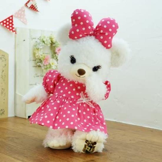 Cushu Cush UniBear Dark Pink Polka Dot Puff Sleeve Dress with Size Small Costume, Ribbon,