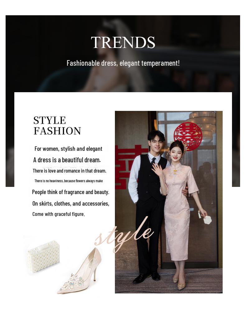 Cheongsam chinezesc roz modern: Rochie de Mireasă, Logodnă și Seară 2025