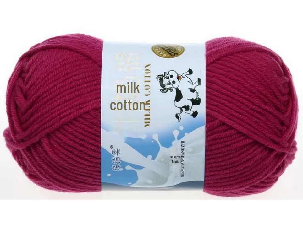 5-Strand Milk Cotton Baby Wool Hat & Scarf Hand-Woven Medium-Thick Yarn Set