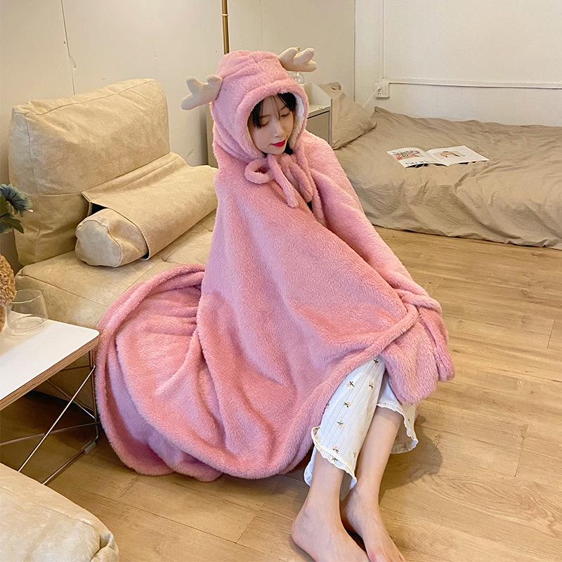 Cozy Rabbit Ear Shawl Cloak: Cute, Warm, and Thick for Autumn & Winter