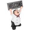 Chef Sculpture Raise Your Hands Welcome Resin France Cook Ornaments for Bakery Cafe Restaurant Bar