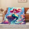1pc piece flannel underwater world mermaid coral reef pattern small bed blanket, suitable