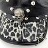 2000s Women Beret Hat Punk Rivet Decors Flat Top Cap Breathable PU Leather Octagonal Hat for Casual and Cosplay Wear
