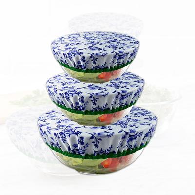 3 pezzi 20/22/26 cm copertura per ciotola riutilizzabile stampa floreale a foglie fascia elastica in morbido cotone lavabile resistente copertura per piatto rotondo forniture da cucina durevoli