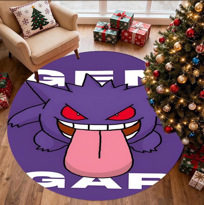 Gengar Pattern Round Rug, Indoor/Outdoor Mat, for Picnic, Gameroom, Bedroom, Office, Living Room, Home Decor Carpet, Birthday Gift