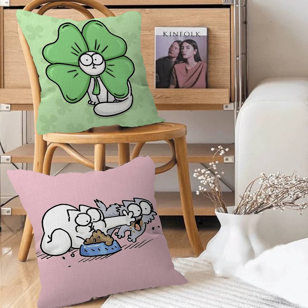 Cartoon-SIMONS CATS Pillow Case Removable Washable Cushion Cover – All-Season Soft Linen