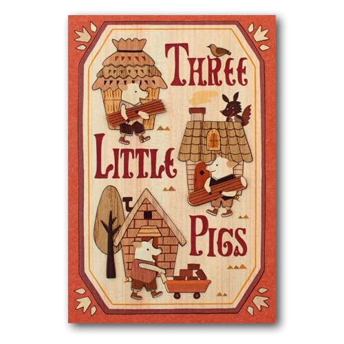 KINOWA "The Three Little Pigs" Woodcut Original Handmade Kit, Fairy Tale, Grimm's Fairy Tale, Made In Japan