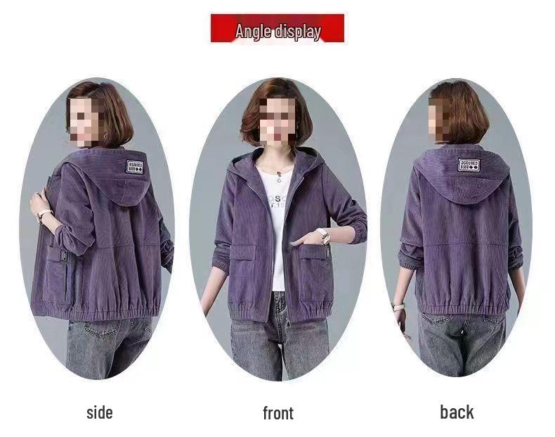 2026 Autumn Winter Women's Plus Size Corduroy Jacket - Casual, Slimming, Fashionable Mother's Wear