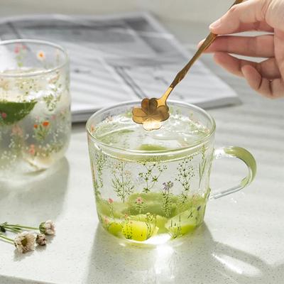 Glass Cup Women's Household Drinking Mug Heat-Resistant Milk Breakfast Coffe Cups Cute Girl Large-Capacity with Scale Mugs Gifts