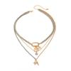 Hip-Hop Style Metal U-Shaped Horseshoe Buckle Chain Necklace, Creative Diamond-Encrusted Mango Star Pendant Stacked Necklace