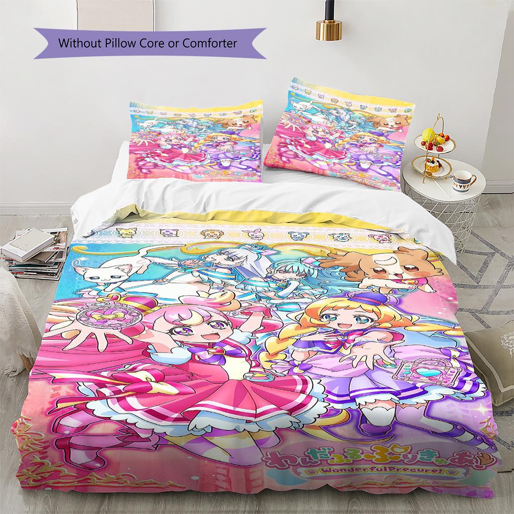 WonderfulPrecur,Winx Club Pattern Bedding,Quilt Set Quilt Cover Pillowcase Home Birthday Gift (1 * Duvet Cover + 2 * Pillowcase, Without Core)