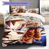 Juego de Ropa de Cama con Estampado de Dibujos Animados Colcha Funda de Colcha Funda de Almohada Decoración del Hogar Regalo de Cumpleaños (1 * funda nórdica + 2 * fundas de almohada, sin núcleo)