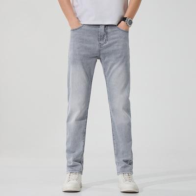 New Spring and Summer Slim Jeans Fitted Small Straight Light-colored Thin Men's Pants