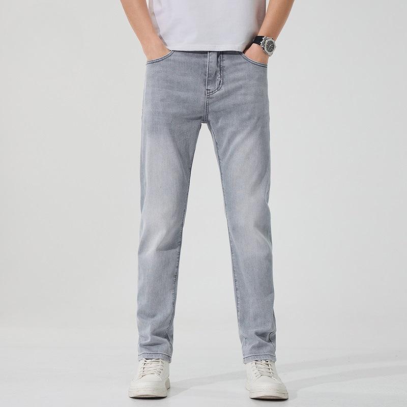 

Новые весенне-летние облегающие джинсы с небольшим прямым кроем, светло-голубые, тонкие мужские брюки 38