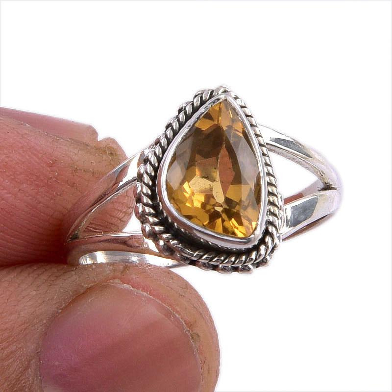 

Natural Citrine Gemstone Handmade 925 Sterling Silver Jewelry Ring Size 6 J6W14