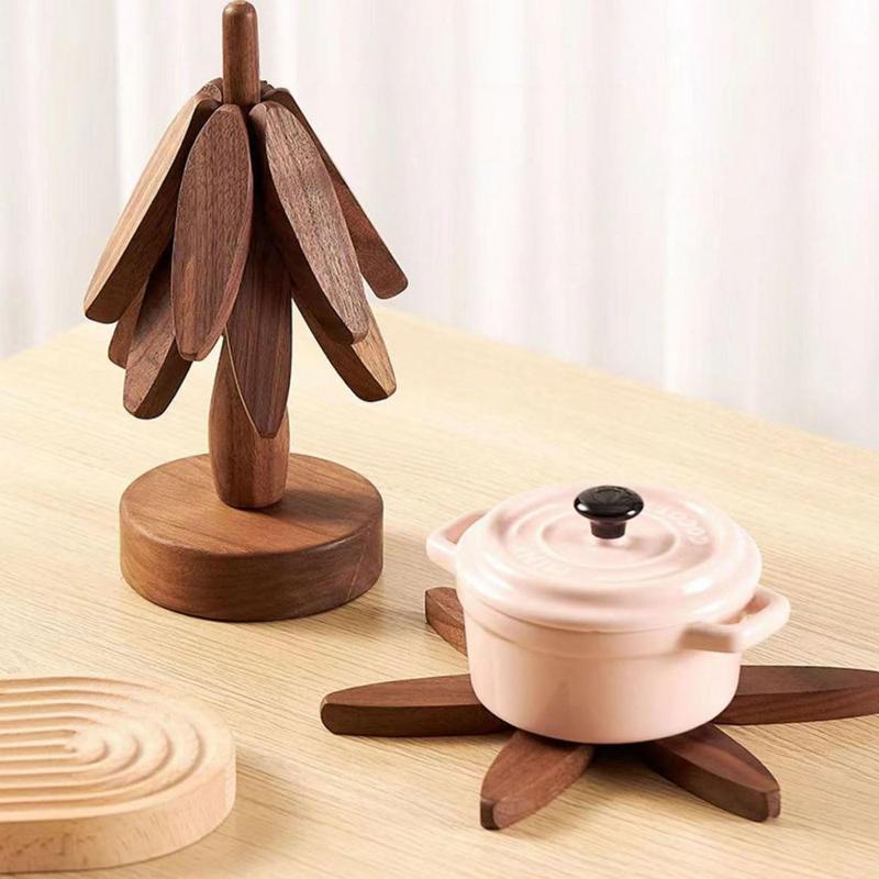 Tree Design Stand Wooden Trivets Anti Scald Heat Resistant Table Mat Coaster Wood Placemats Pot Kitchen Accessories