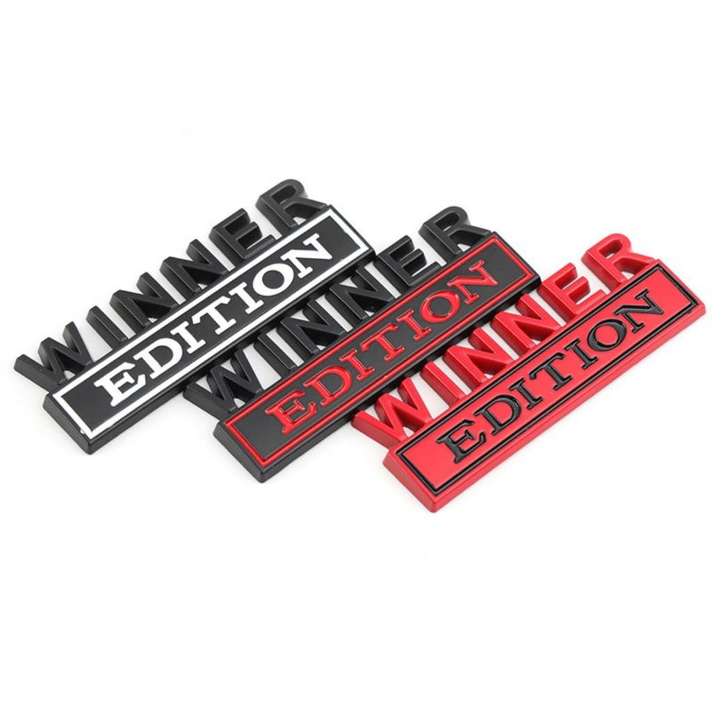 1Pc 3D Metal Winner Edition Logo Car Front Grille Badge Side Fender Rear Trunk Emblem Sticker Decal