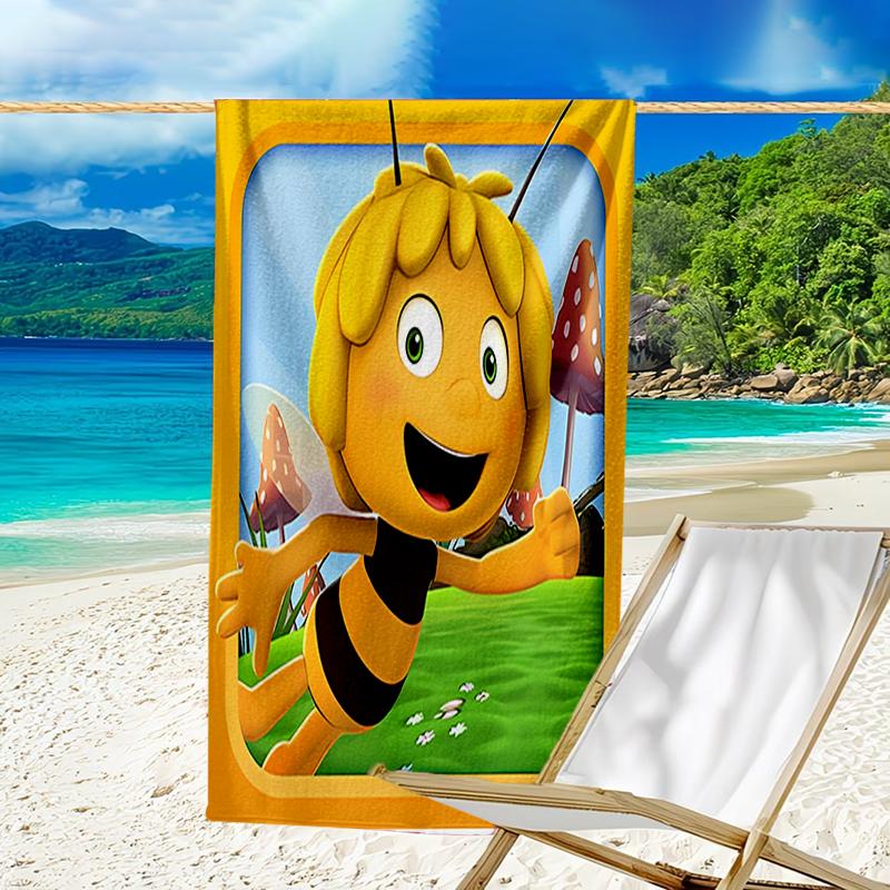 Proof Beach Towel with a Maya the Bee Pattern - Soft,absorbent,quick-drying,machine Washable - Perfect for Swimming,camping,bathing