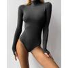 Damskie jesienno-zimowe seksowne obcisłe body z wysokim kołnierzem i długim rękawem