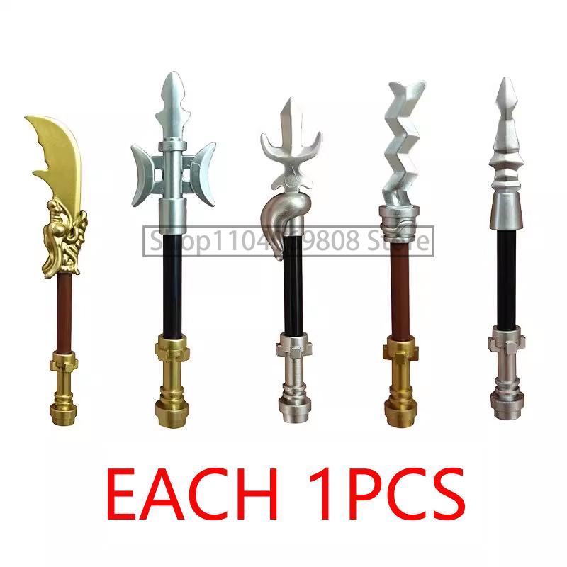 MOC Military Building Blocks Medieval Soldiers Knight Figures Weapons Accessories Witc Hat Helmet Shield Spear DIY Brick Toy T10
