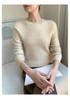 Elegant Style Cashmere Women's Round Neck Pullover Sweater with Diagonal Buttons - Warm, Skin-Friendly, Long Sleeve Autumn/Winter Top