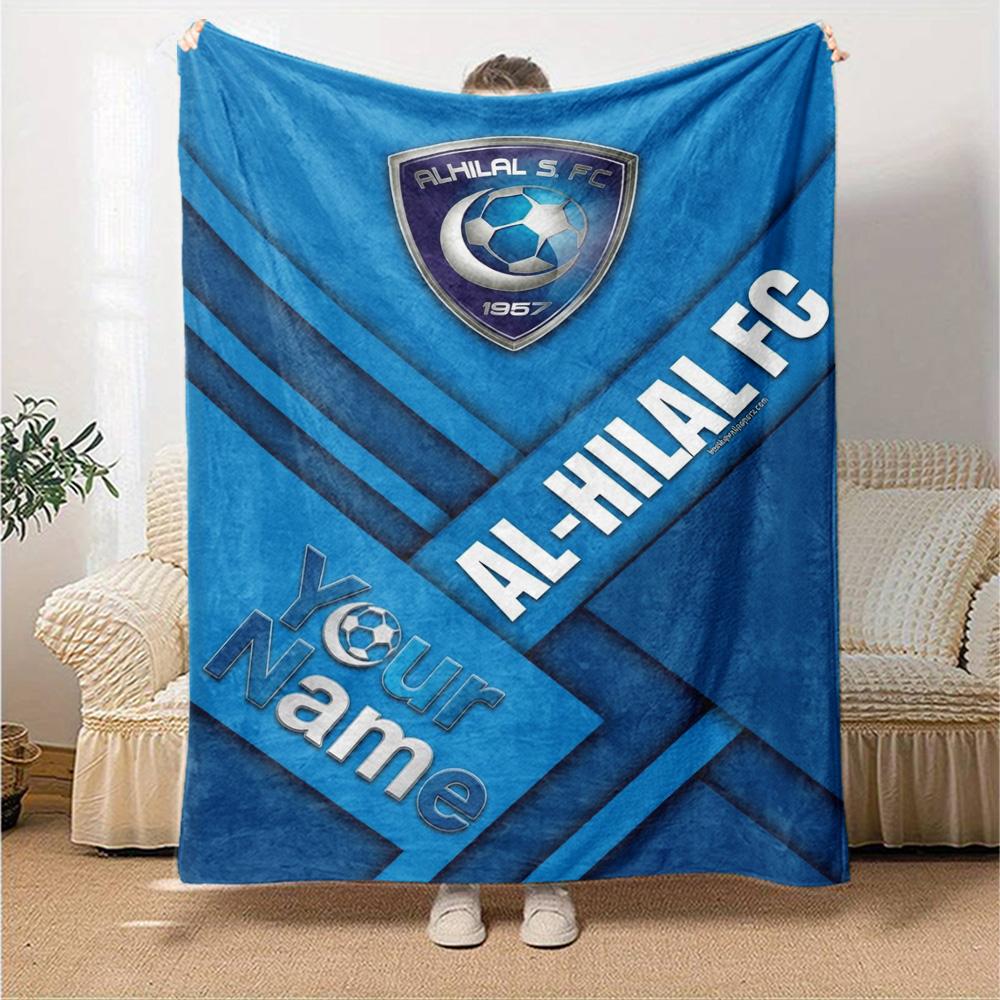 Name Custom Al-Hilal Print Flannel Blanket High Quality Warm Comfortable Cover for All Seasons Perfect for Gifts Home Decor
