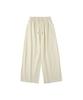 URBANAGE Balloon Fit Curved Pintuck Cotton Elastic Waist Pants_White