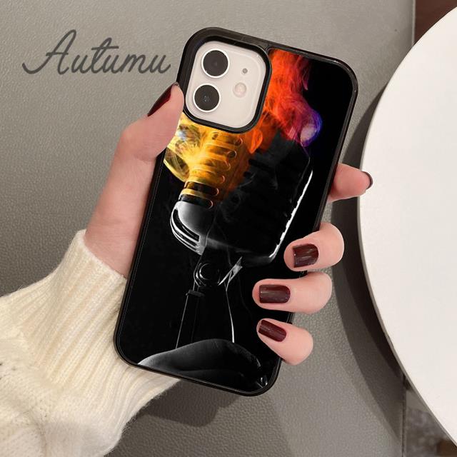 Cool Music Microphone Phone Case for iPhone 11 12 13 14 Pro Max Mini X XR XS SE 2020 6 7 8 Plus Samsung Galaxy S21 S22 Shell
