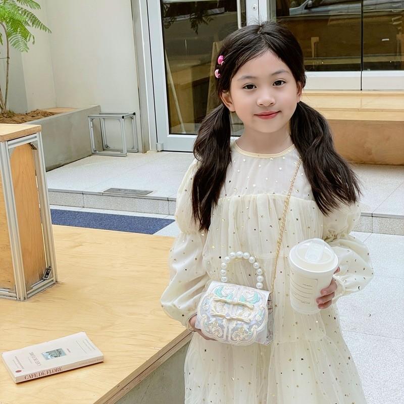Decoration Pearl Cute Children Crossbody Bag With Chain Suitable For Daily