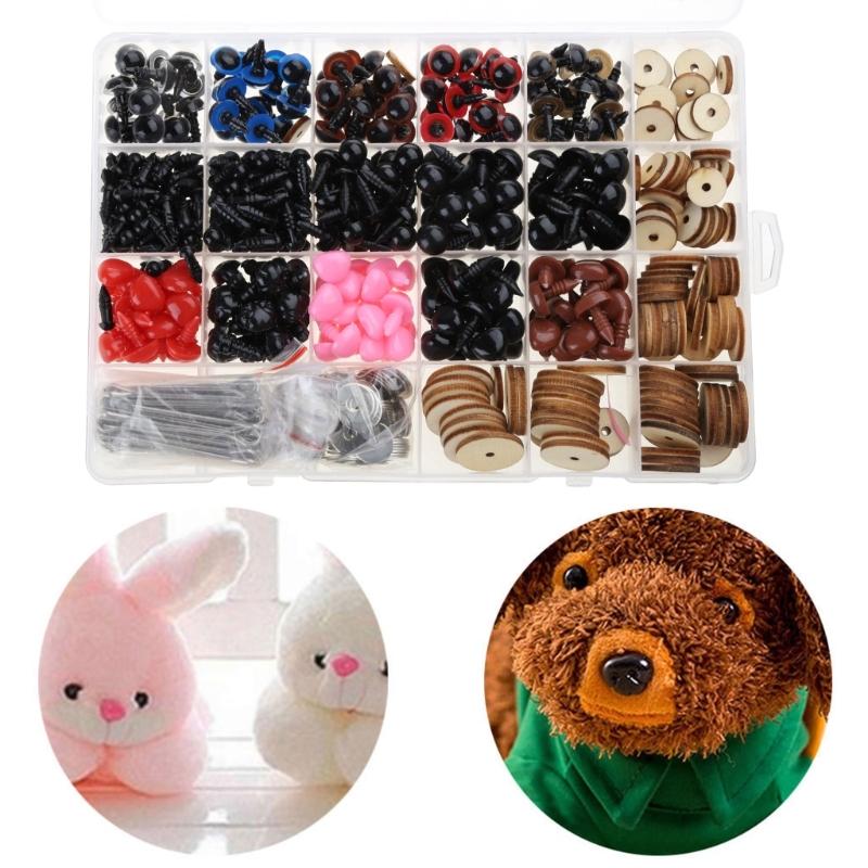 Doll Eyeballs Noses and Rotatable Wooden Joints Half Round Plastic Eyes for DIY Doll Bear Crafts Halloween 748pc