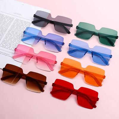 Costume Transparent Candy Color Sunglasses For Women Eyewear Rimless Square Sunglasses