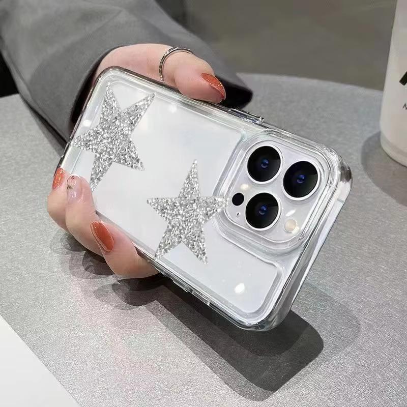 Transparent Shiny Star Pattern Phone Case For Xiaomi Mi 17 Pro 15 14 13 12 11 Lite 5G Mi 15 T Pro 14T 13T 12T Clear Bumper Cover