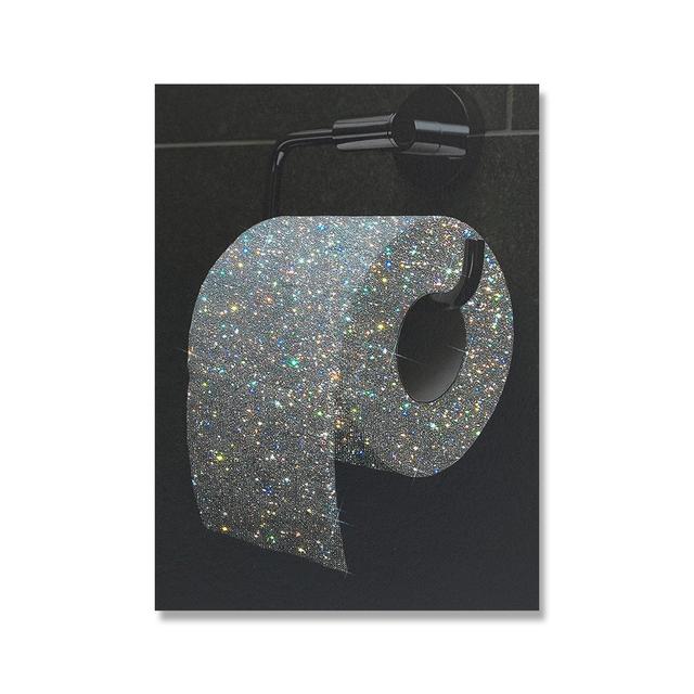 Modern Toilet Black White Roll Paper Sexy Woman Bar Girl Drinking Bathroom Canvas Prints Picture Poster Fashion Painting Decor