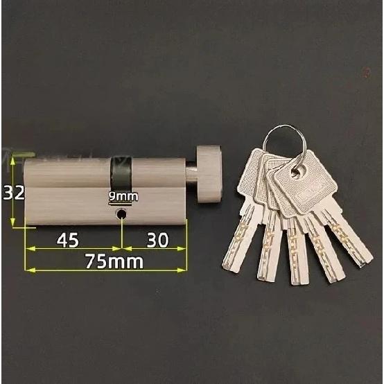 Special Custom Security Door Center Asymmetry Brass Lock Cylinder with Knob Aluminum Alloy Door Eccentric Lock Core Height 32mm